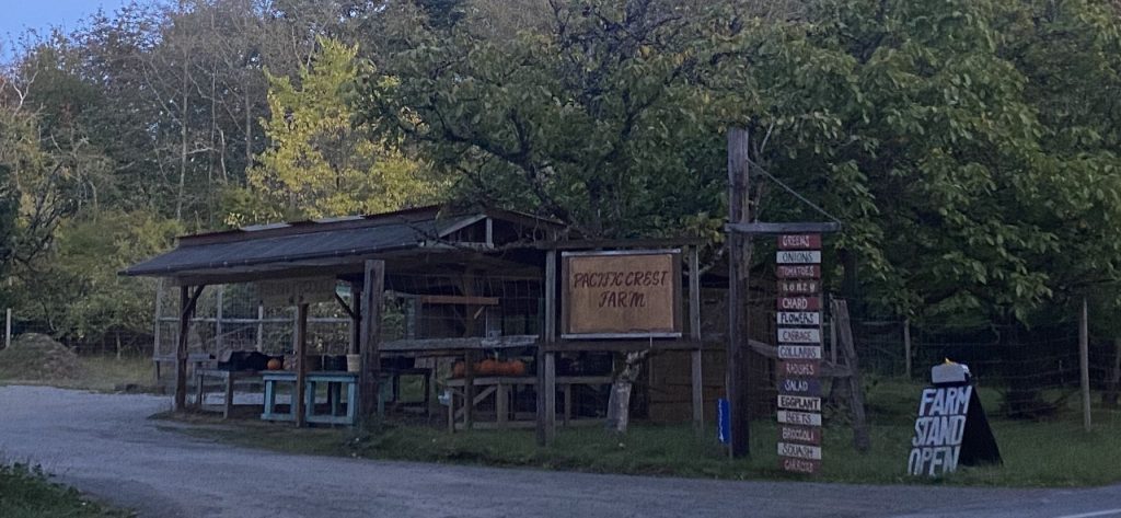 Pacific Crest Farm stand at dusk | Vashon Maury Island Pacific Crest Farm stand Maury Island Vashon Island